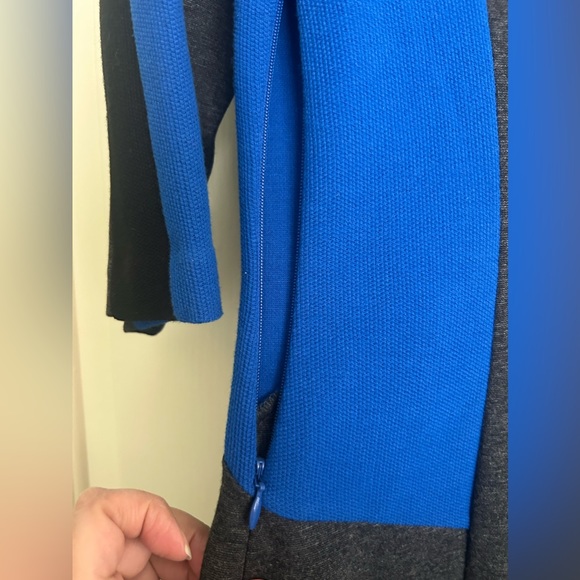Gianni Bini Blue & Gray Long Sleeve Fitted Dress, Color-Block Style size M NWT - Picture 4 of 7